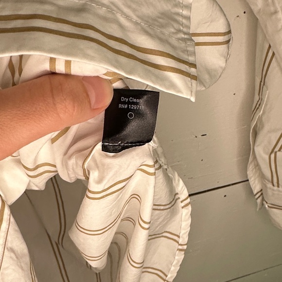 Jenni Kayne Boyfriend Khaki and White Double Striped Button Up Shirt - XL - Picture 9 of 13